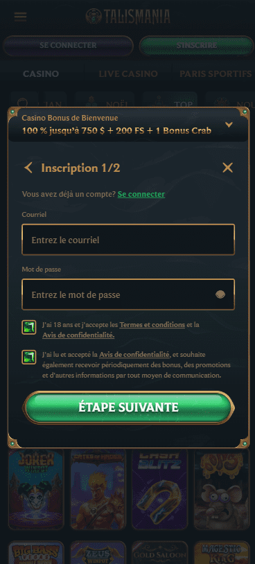Capture d'écran de la version mobile 3